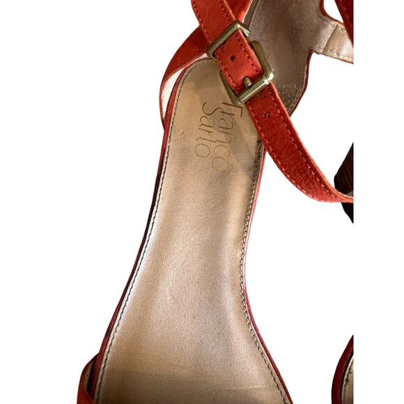 Franco Sarto Dade Low Wedge Sandals Tangerine Orange 7.5 - Picture 4 of 9